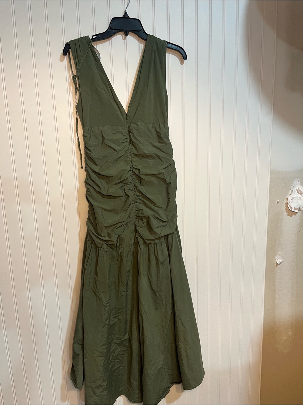 Veronica Beard Olive Green Ruched High-Low Midi Dress - Picture 8 of 8